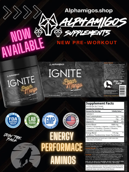 Ignite Pre workout (Peach Mango) non Stim